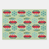 Vrolijk kerstfeest met Retro Car-kerstcadeau Inpakpapier Vel (Voorkant 3)