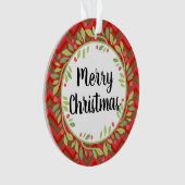 Vrolijk kerstfeest met Retro Red Classic Round Ornament (voorkant)