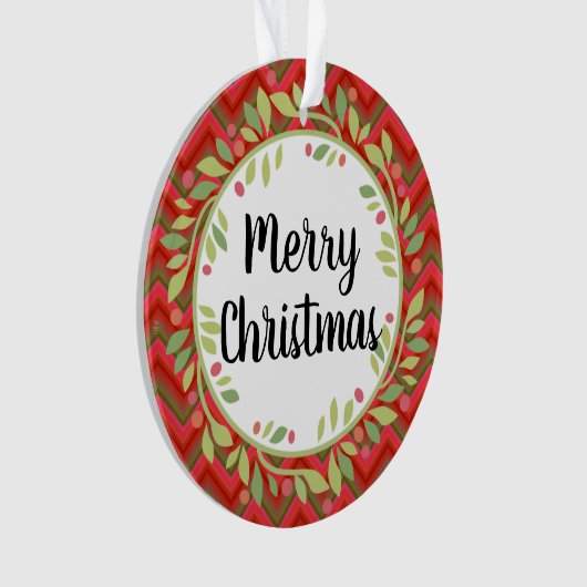 Vrolijk kerstfeest met Retro Red Classic Round Ornament (voorkant)