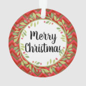 Vrolijk kerstfeest met Retro Red Classic Round Ornament (achterkant)
