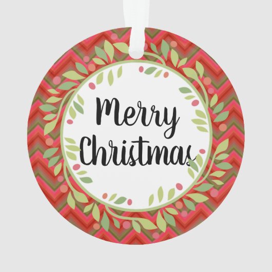 Vrolijk kerstfeest met Retro Red Classic Round Ornament (achterkant)