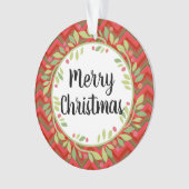 Vrolijk kerstfeest met Retro Red Classic Round Ornament (voorkant)