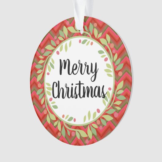 Vrolijk kerstfeest met Retro Red Classic Round Ornament (voorkant)