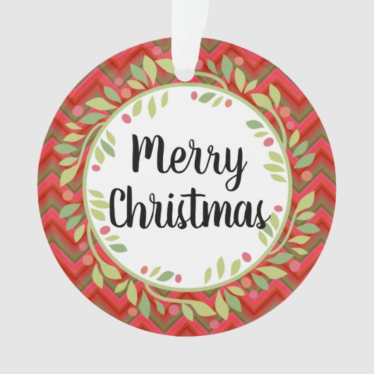 Vrolijk kerstfeest met Retro Red Classic Round Ornament (voorkant)