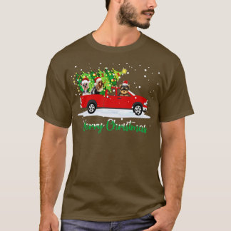 Vrolijk kerstfeest met rode auto met kerstboom Fun T-shirt