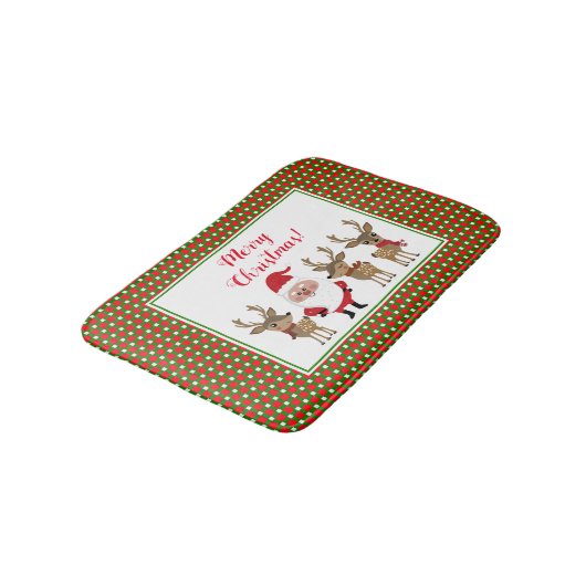 Vrolijk kerstfeest met rode groene kerstman badmat (Gekanteld)