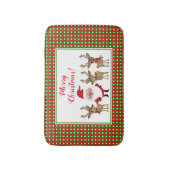 Vrolijk kerstfeest met rode groene kerstman badmat (Voorkant Verticaal)