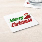 Vrolijk kerstfeest met rode groene typografie kartonnen onderzetters (Schuin)