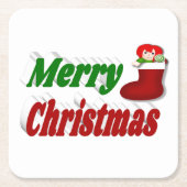 Vrolijk kerstfeest met rode groene typografie kartonnen onderzetters (Voorkant)