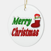 Vrolijk kerstfeest met rode groene typografie keramisch ornament (Links)