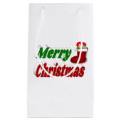 Vrolijk kerstfeest met rode groene typografie klein cadeauzakje (Voorkant)