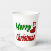 Vrolijk kerstfeest met rode groene typografie papieren bekers (Achterkant)