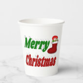 Vrolijk kerstfeest met rode groene typografie papieren bekers (Voorkant)