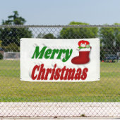 Vrolijk kerstfeest met rode groene typografie spandoek (Insitu)