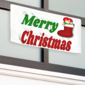 Vrolijk kerstfeest met rode groene typografie spandoek (Buitenkant Gebouw)