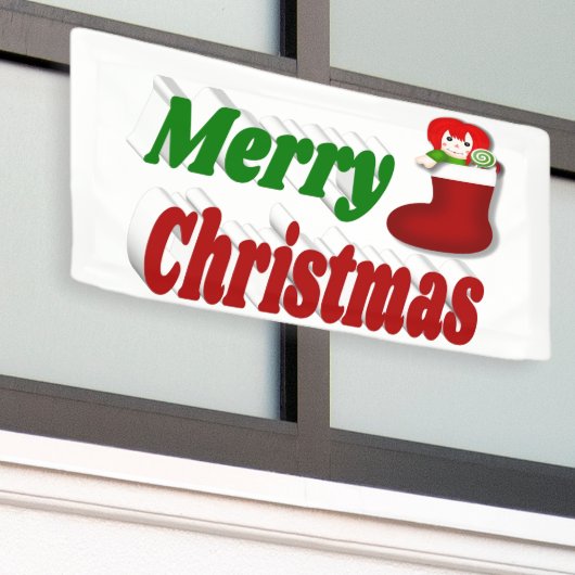 Vrolijk kerstfeest met rode groene typografie spandoek (Buitenkant Gebouw)