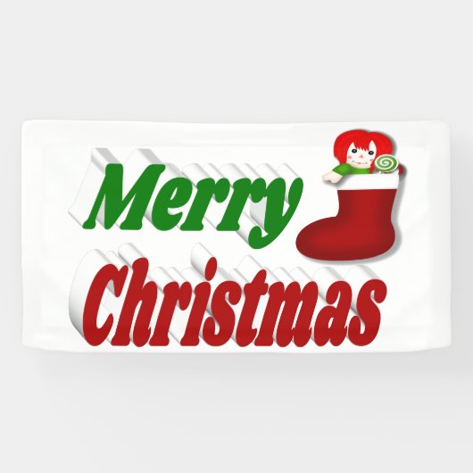 Vrolijk kerstfeest met rode groene typografie spandoek (Horizontaal)
