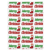 Vrolijk kerstfeest met rode groene typografie tafelkleed (Voorkant)