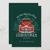 Vrolijk kerstfeest  met rode kerstboom feestdagenkaart (Voorkant / Achterkant)