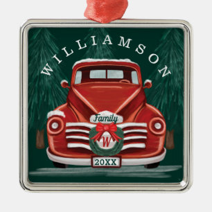 Vrolijk kerstfeest  met rode kerstboom metalen ornament