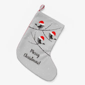 Vrolijk kerstfeest met rode kerststaart met vogels kleine kerstsok (Voorkant (Hangend))