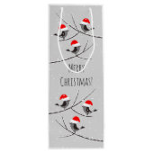 Vrolijk kerstfeest met rode kerststaart met vogels wijn cadeautas (Achterkant)