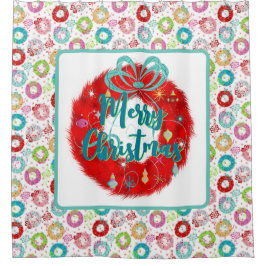 Vrolijk kerstfeest met rode kruis douchegordijn