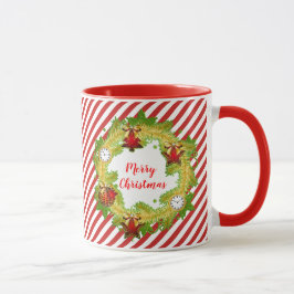 Vrolijk kerstfeest met rode strepen mok