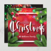 Vrolijk kerstfeest met rode Typografie Foto Feestdagenkaart (Voorkant / Achterkant)