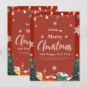 Vrolijk kerstfeest met rode uitnodiging (Voorkant / Achterkant)