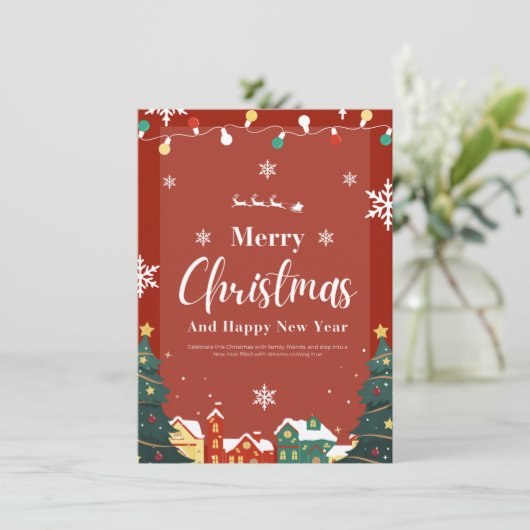 Vrolijk kerstfeest met rode uitnodiging (Staand voorkant)