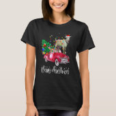 Vrolijk kerstfeest met rode vrachtwagen, waarmee j t-shirt (Voorkant)