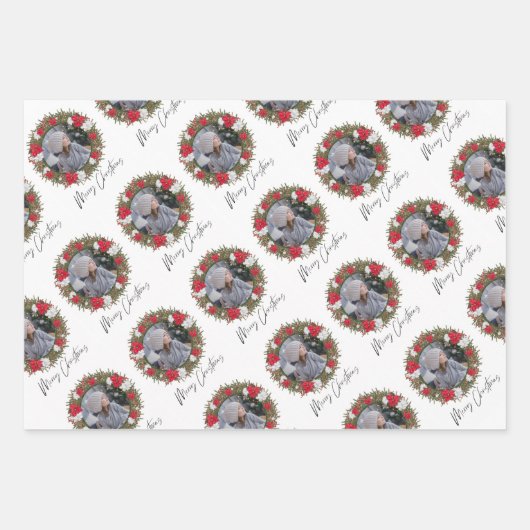 Vrolijk kerstfeest met rood betaald met foto inpakpapier vel (Voorkant)