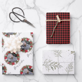 Vrolijk kerstfeest met rood betaald met foto inpakpapier vel