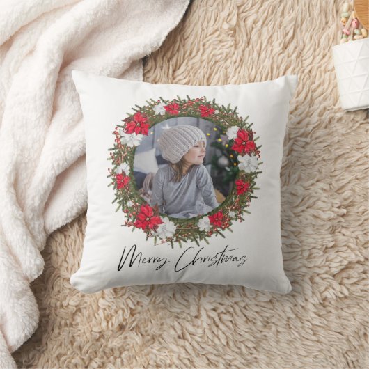 Vrolijk kerstfeest met rood betaald met foto kussen (Deken)