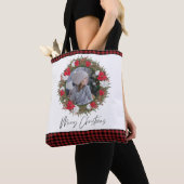 Vrolijk kerstfeest met rood betaald met foto tote bag (Dichtbij)