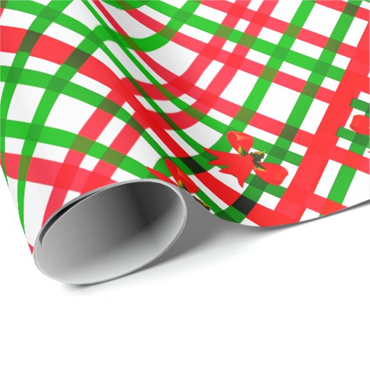 Vrolijk kerstfeest met rood en groen geblazen cadeaupapier (Rol Hoek)