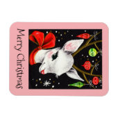 Vrolijk kerstfeest met roze retro-feestdag magneet (Horizontaal)