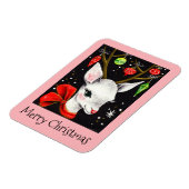 Vrolijk kerstfeest met roze retro-feestdag magneet (Linkerzijde)