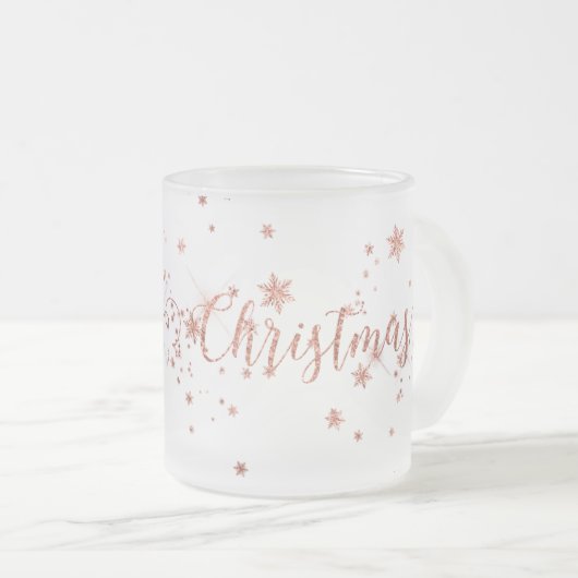 Vrolijk kerstfeest met roze roze roze goud matglas koffiemok (Voorkant rechts)