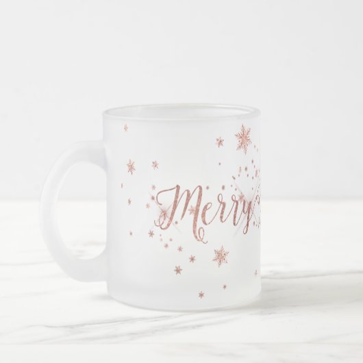 Vrolijk kerstfeest met roze roze roze goud matglas koffiemok (Links)