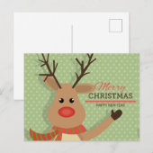 Vrolijk kerstfeest met Rudolph Briefkaart (Voorkant / Achterkant)