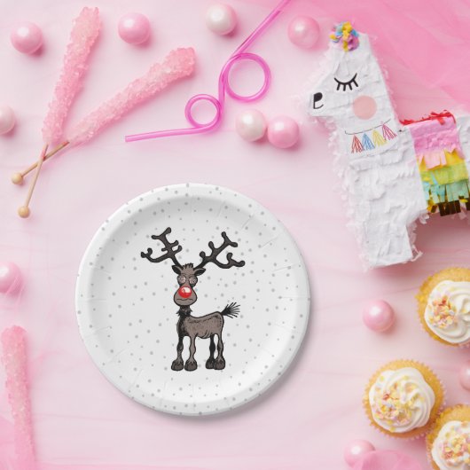 Vrolijk kerstfeest met Rudolph Papieren Bordje (Feest)