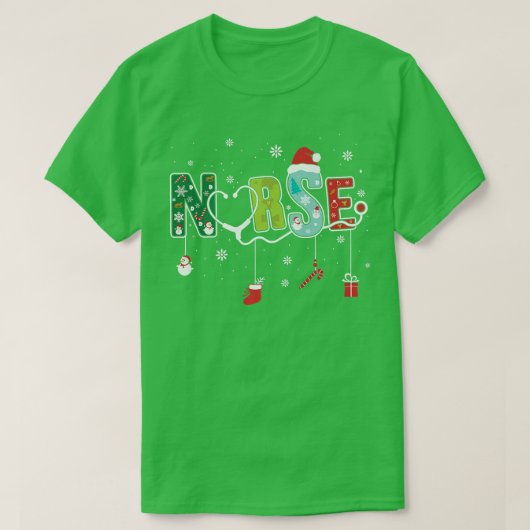Vrolijk kerstfeest met rust Stethoscoop Kerstmis X T-shirt (Design voorkant)