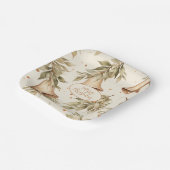 Vrolijk kerstfeest met rustieke klokken en bladere papieren bordje (Gebogen)