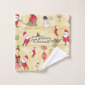 Vrolijk kerstfeest met Rustische Kerstman Bad Handdoek (Wasdoekje)