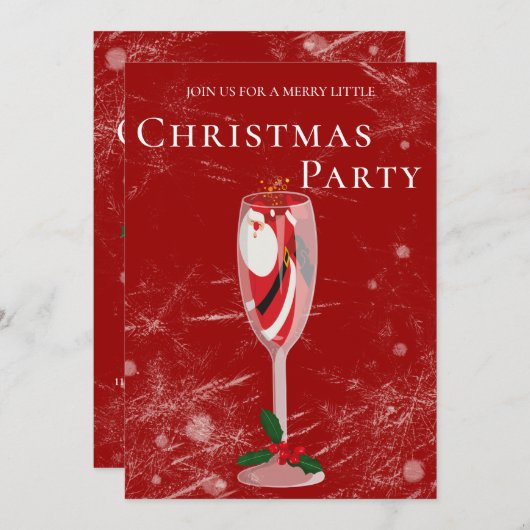 Vrolijk kerstfeest met Santa champagne Kaart (Voorkant / Achterkant)