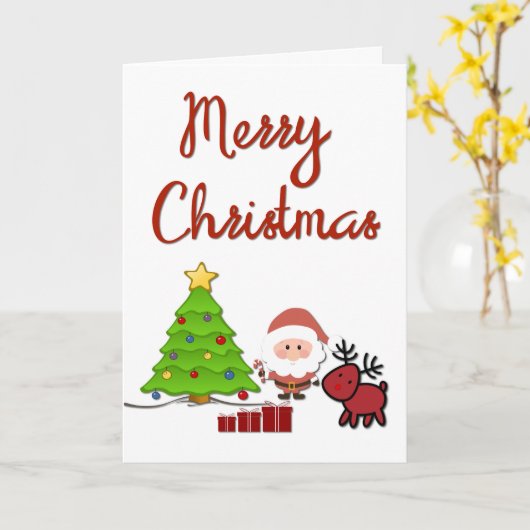 Vrolijk kerstfeest met Santa en Rudolph Kaart (Gele Bloem)