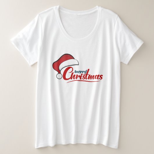Vrolijk kerstfeest met Santa Hat Grote Maat T-shirt (Design voorkant)