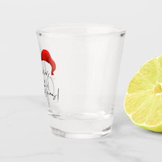 Vrolijk kerstfeest met Santa Hat Shot Glas (Rechts)